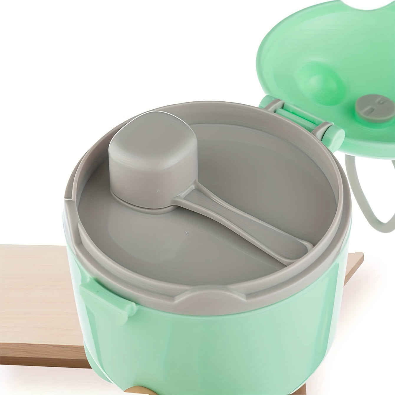 Large Cartoon Portable Milk Powder Container with Spoon for Kids Green Pink