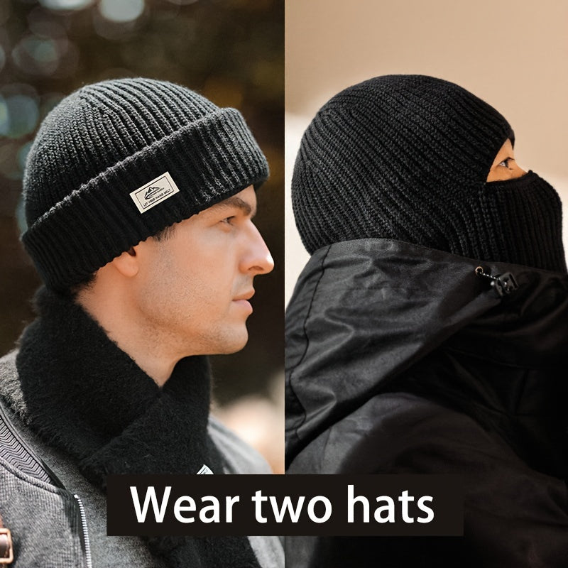 Men's Knit Balaclava Beanie Hat Cold Weather Windproof Winter Headwear