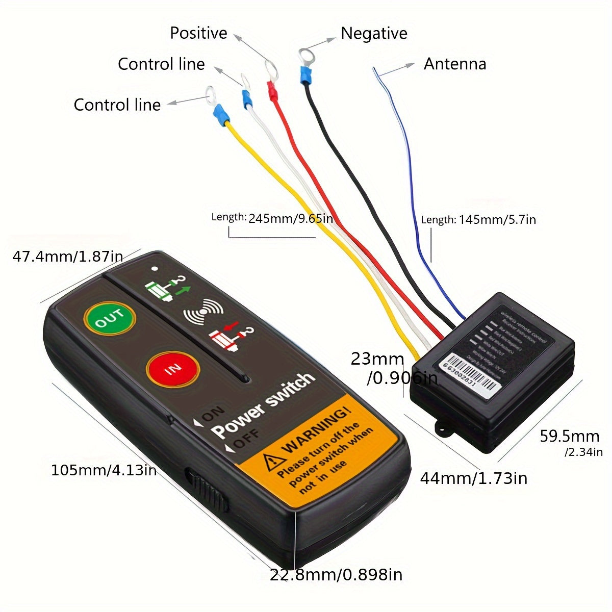 Wireless Remote Control Kit for 9V-30V Winch for ATV Blue Black