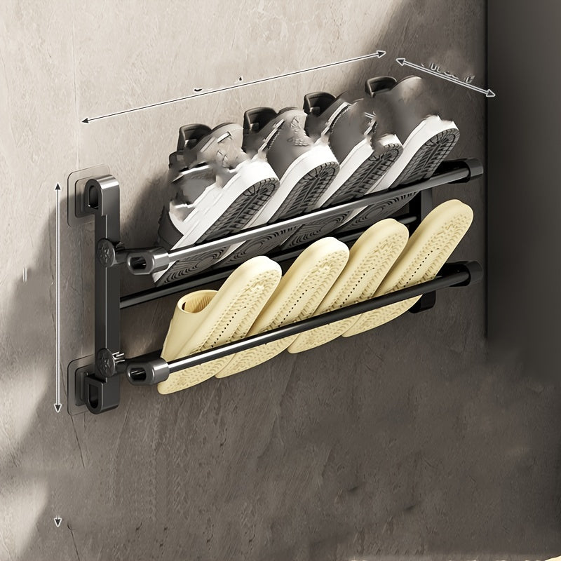Estante de zapatos de metal para pared para baño y sala de estar con estante y fácil instalación