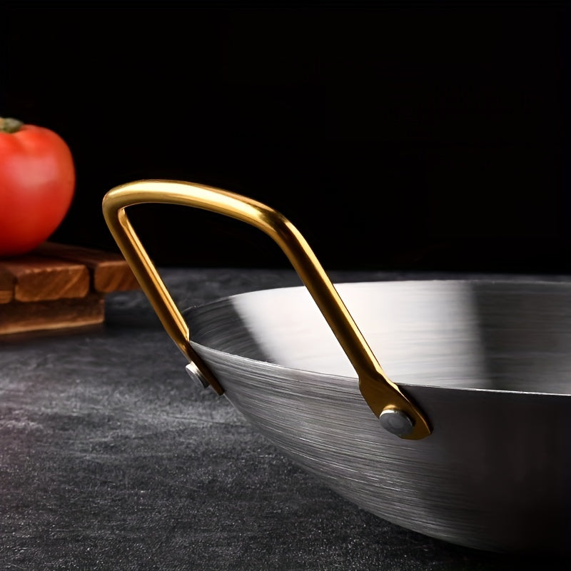 Wok de acero inoxidable duradero con recubrimiento antiadherente para cocinas de gas y cocina en casa