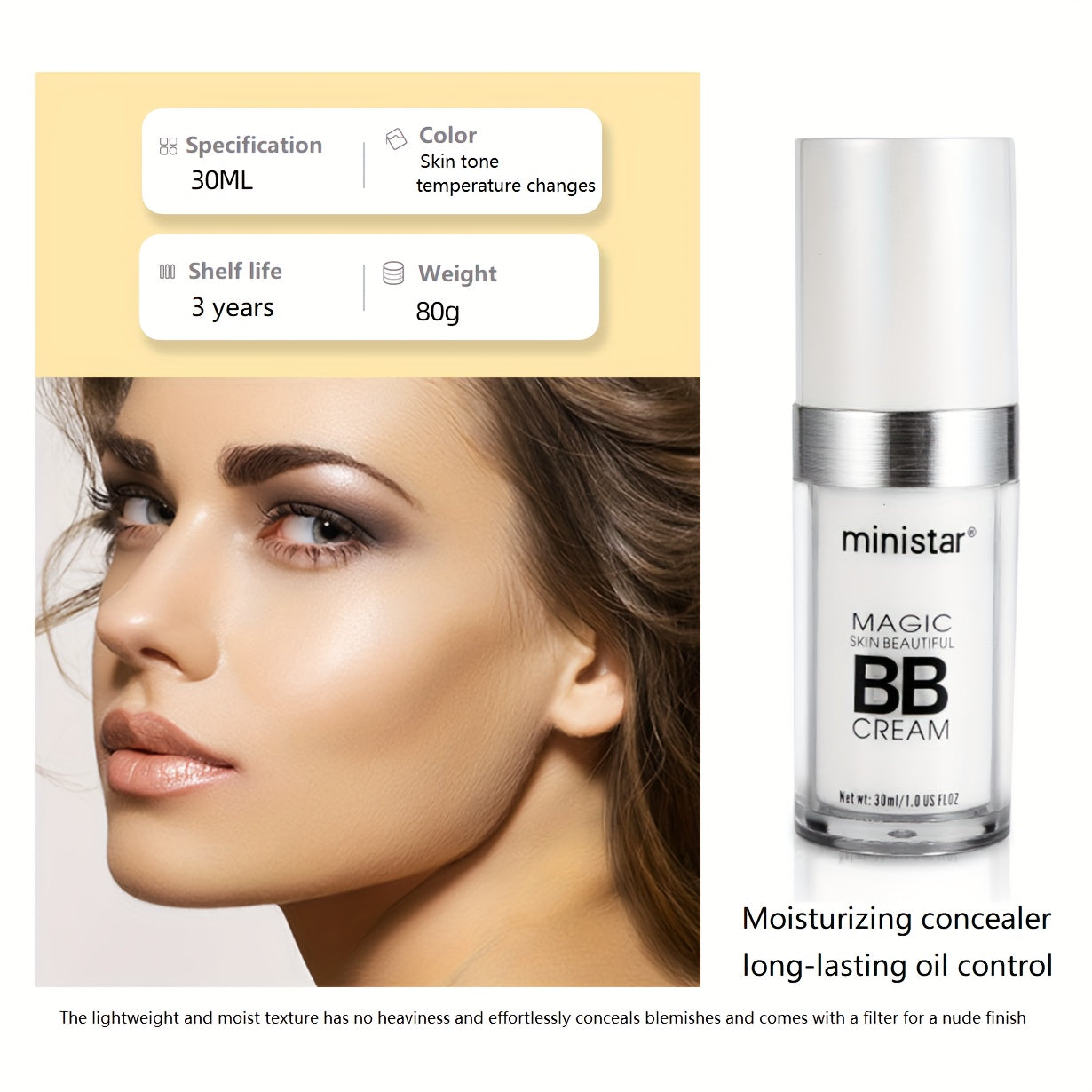 Женский увлажняющий BB-крем с консилером и контролем жирности 1,4oz