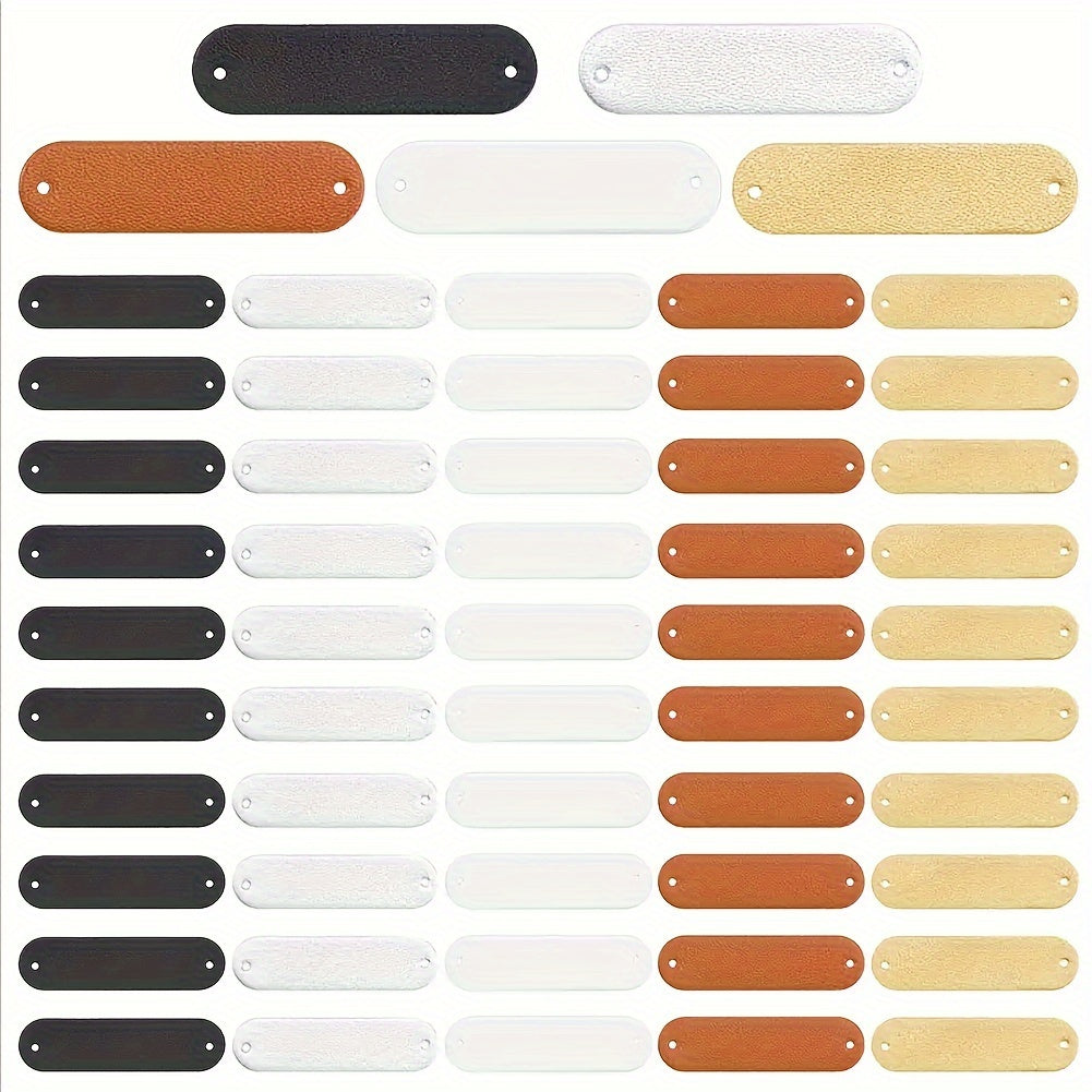 Set of 100 DIY Leather Labels Patches for Clothing Accessories with Pre-Made Holes