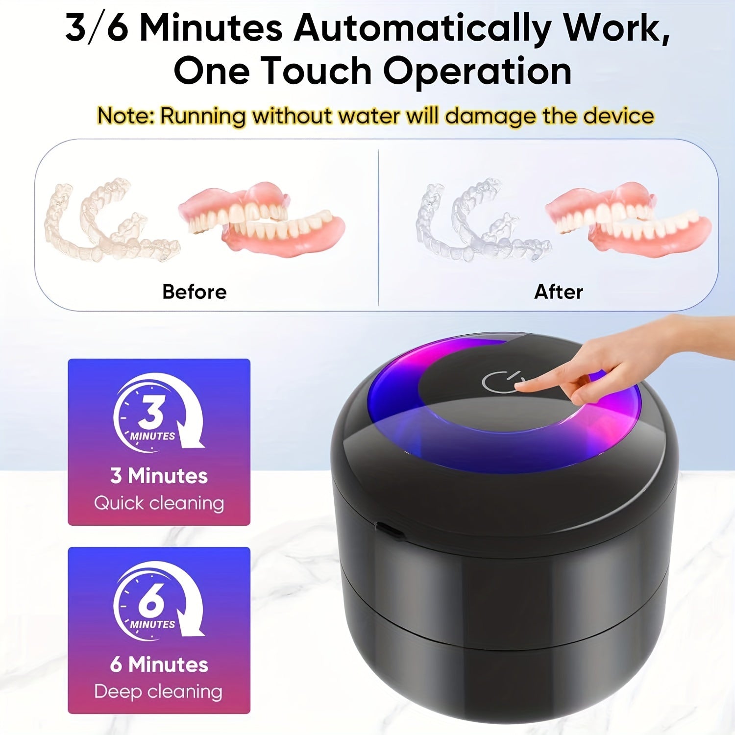 180ml портатив тўйинчоқ тозалагич тиш тишлари, брекетлар ва оғиз муҳофазалари учун