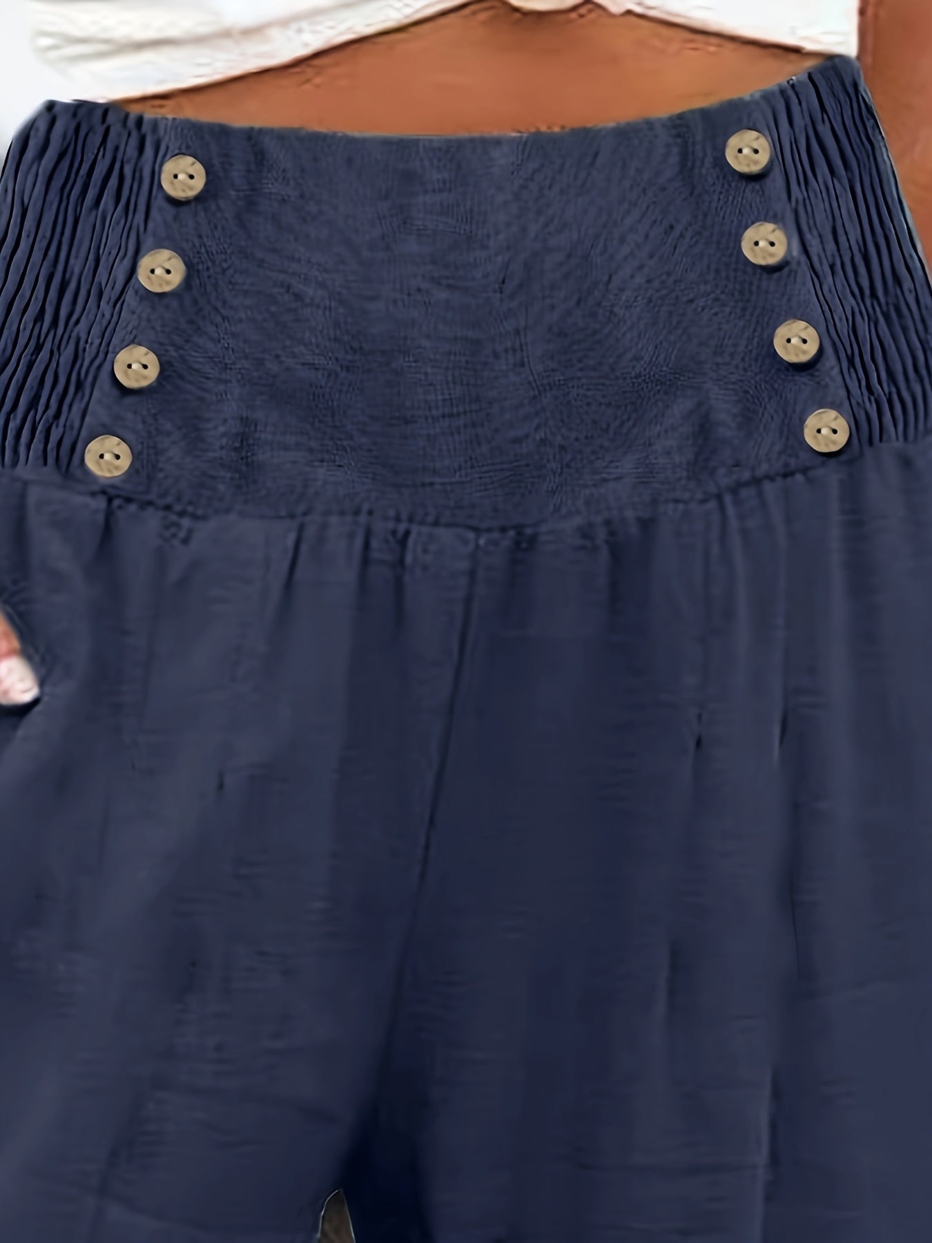 Women's Plus Size Wide Leg Pants with Drawstring Waist Solid Color Casual Beach