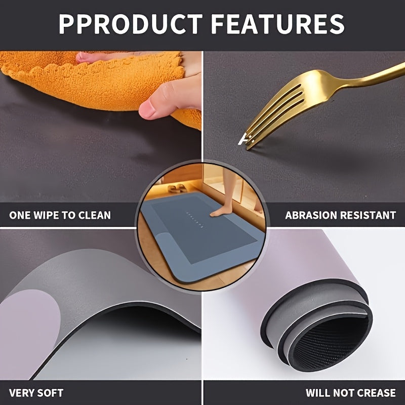 Anti-Slip Bathroom Mat, Quick Dry Crystal Velvet, Soft and Absorbent