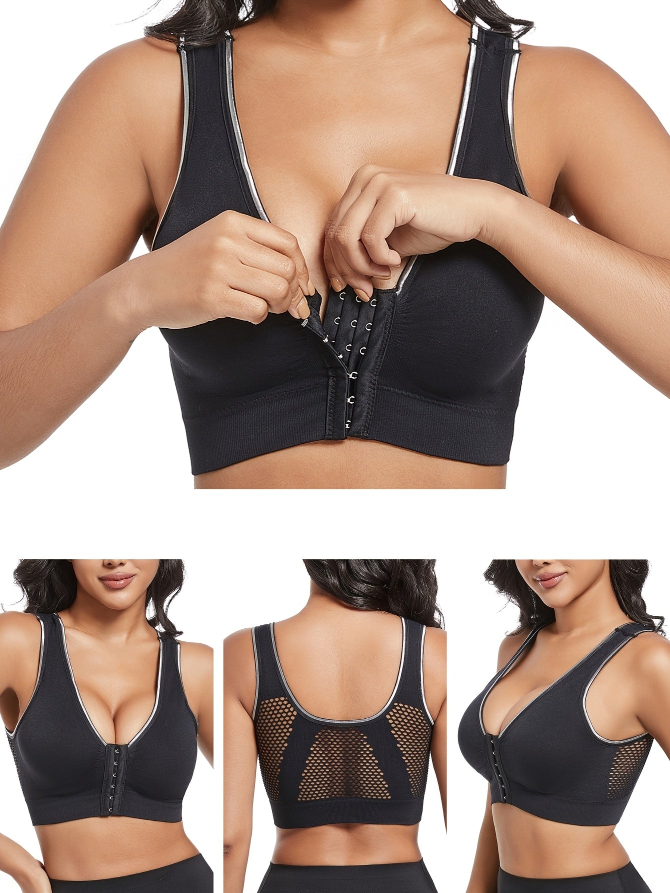 Women's Breathable Seamless Sports Bras 3-Pack Light Support Yoga Running