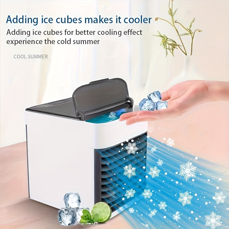 Portable 3-in-1 Mini Air Conditioner Fan Humidifier Purifier with USB, 7 Colors, 3 Speeds