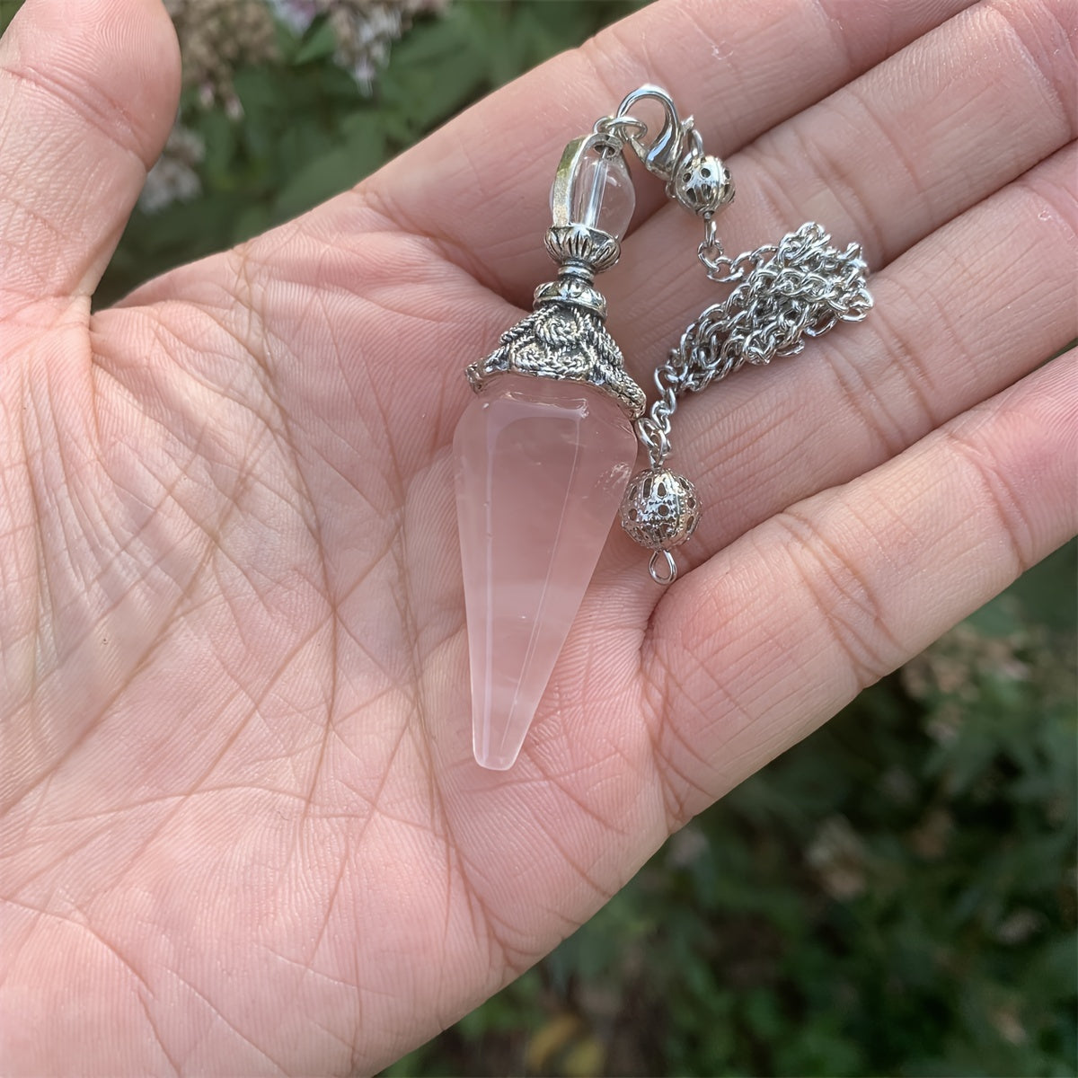 Natural Six Pyramid Crystal Pendulum Hanging Ornament Multi-Colored Gemstone Jewelry