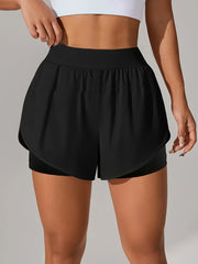 Ayollar uchun yoga shortlari, yuqori bel, kundalik, qora, S o'lcham