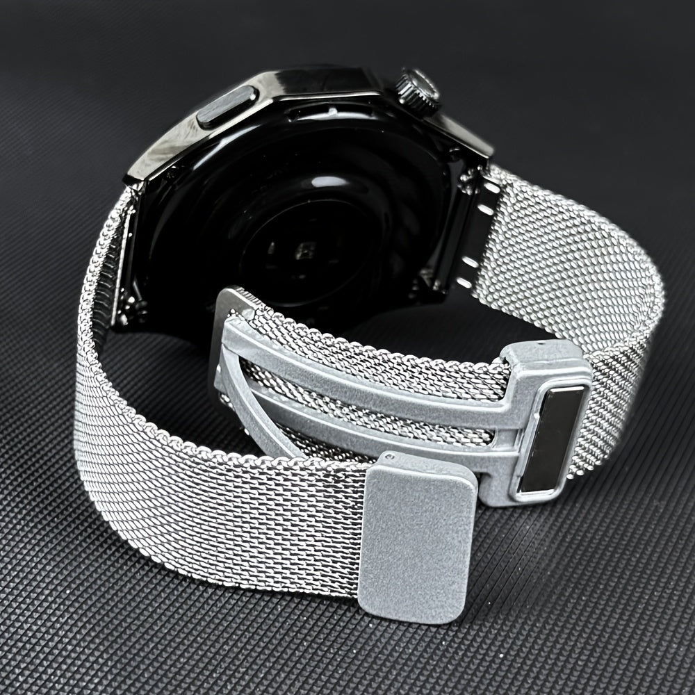 Stainless Steel Mesh Watch Strap 22mm Magnetic Snap Compatible with Samsung Galaxy Watch and Huawei Watch GT Series