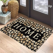 Letter Print Door Mat Non-Slip Polyester Rug for Laundry Kitchen Guest Room