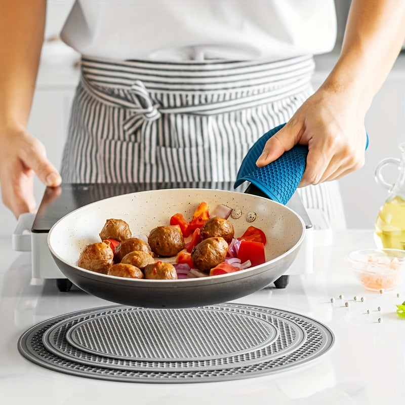 Set of 3 Round Honeycomb Silicone Placemats Non-slip Heat Insulation Table Mats