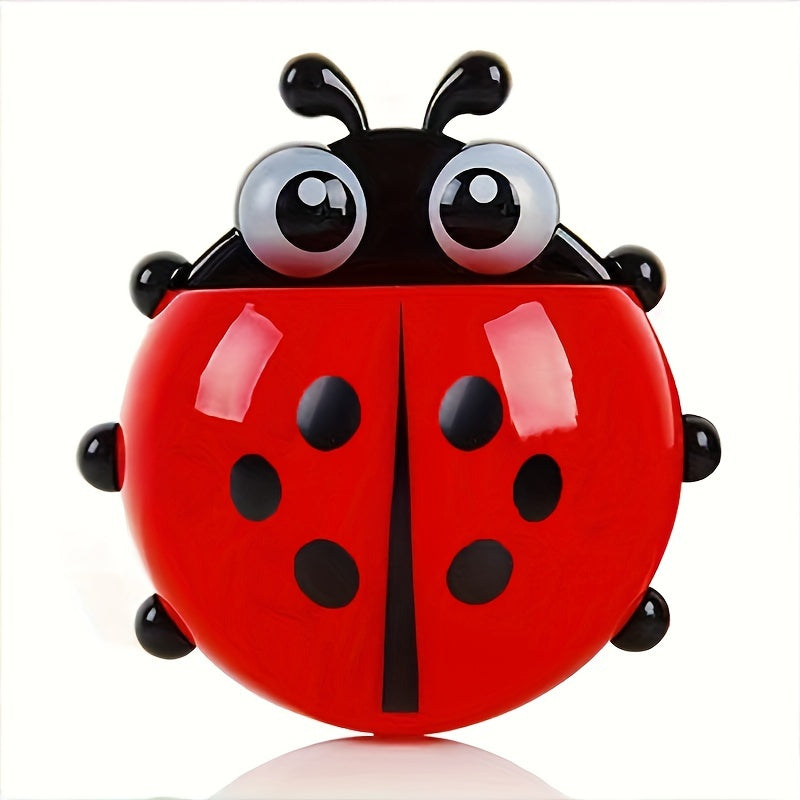 Porta cepillos de dientes de plástico Ladybug con soporte de ventosa, estante de almacenamiento para baño sin taladro