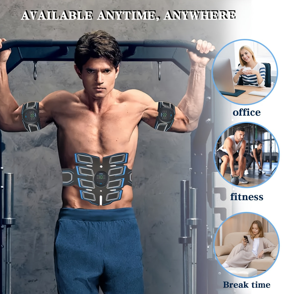 EMS Muscle Stimulator with 6 Modes 18 Levels USB Rechargeable for Waist Back Legs Arms