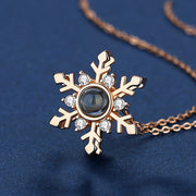 Snowflake Projection Necklace Jewelry Set with Red Rose Gift Box for Women