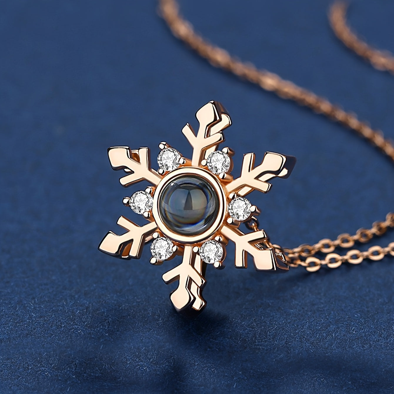 Snowflake Projection Necklace Jewelry Set with Red Rose Gift Box for Women