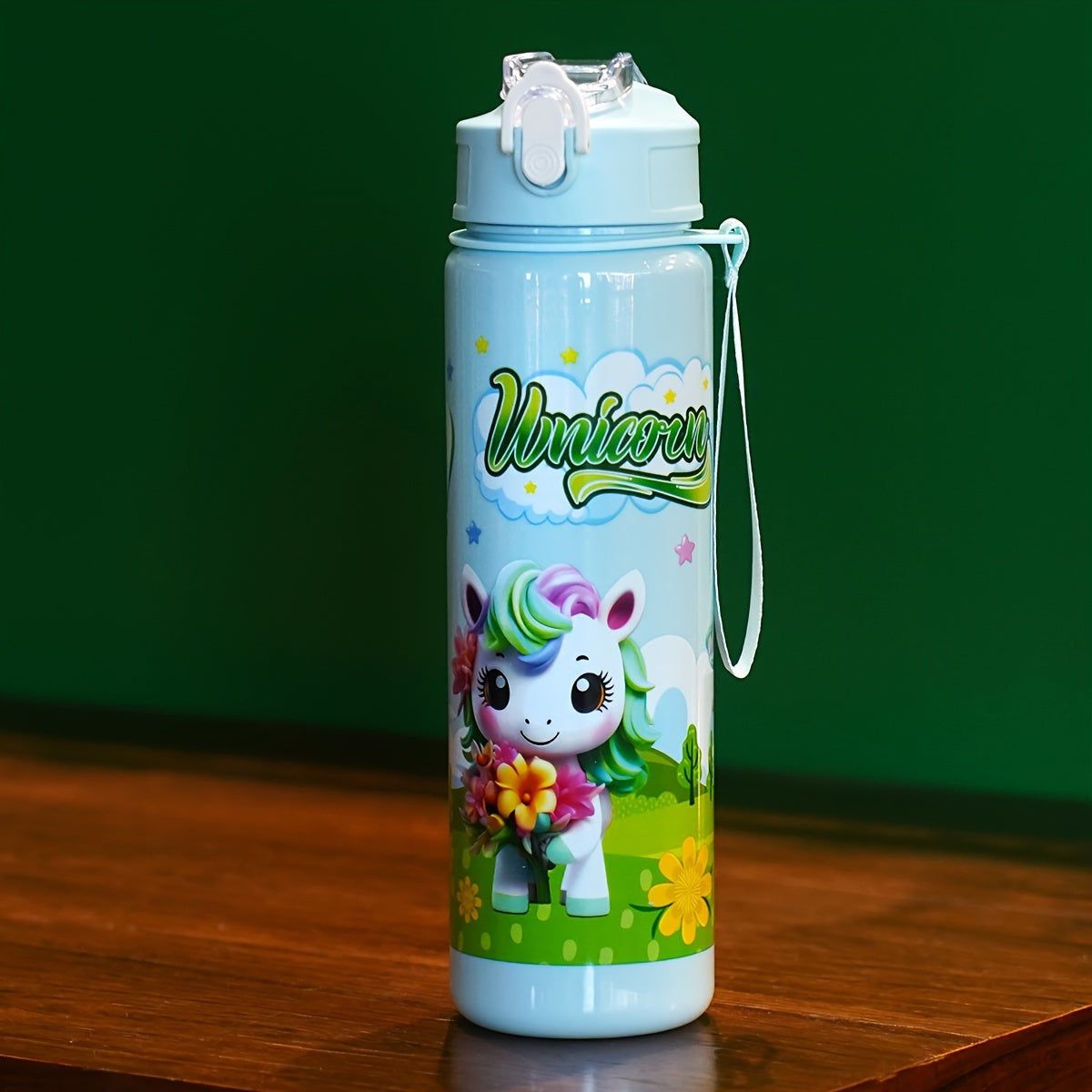 Cartoon 25oz Leak-Proof Shaker Bottle with Straw for Outdoor Activities