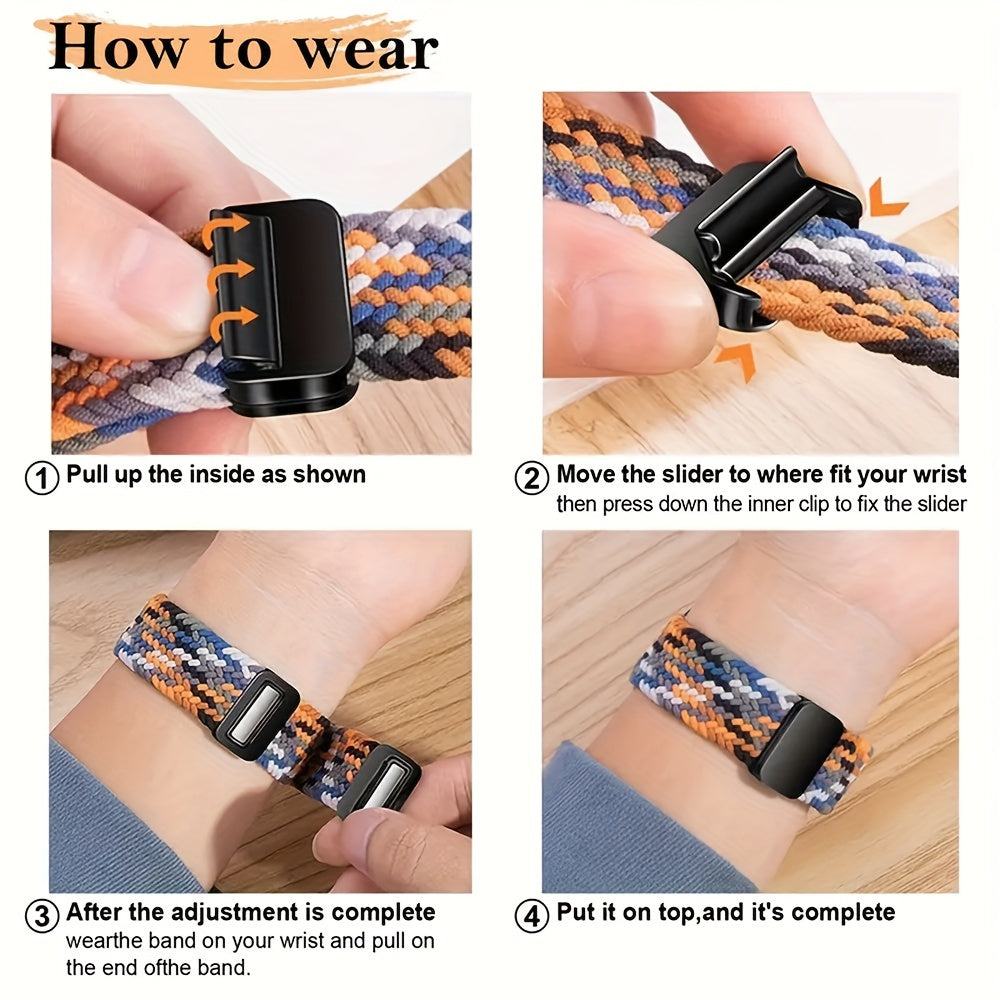 Nylon Watch Band for Apple Watch Ultra Series 2/1 Compatible with Series 10-3 38mm-49mm Magnetic Buckle