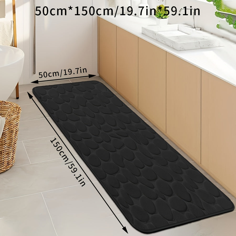 Quick-Dry Pebble Bath Mat Non-Slip Sponge Floor Mat for Bathroom Kitchen Laundry Bedroom