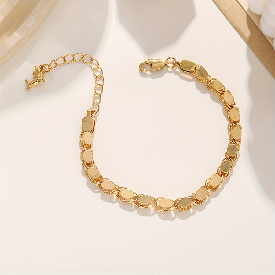 Women’s Handcrafted Copper Chain Bracelet with Real Gold Plating for Daily Wear