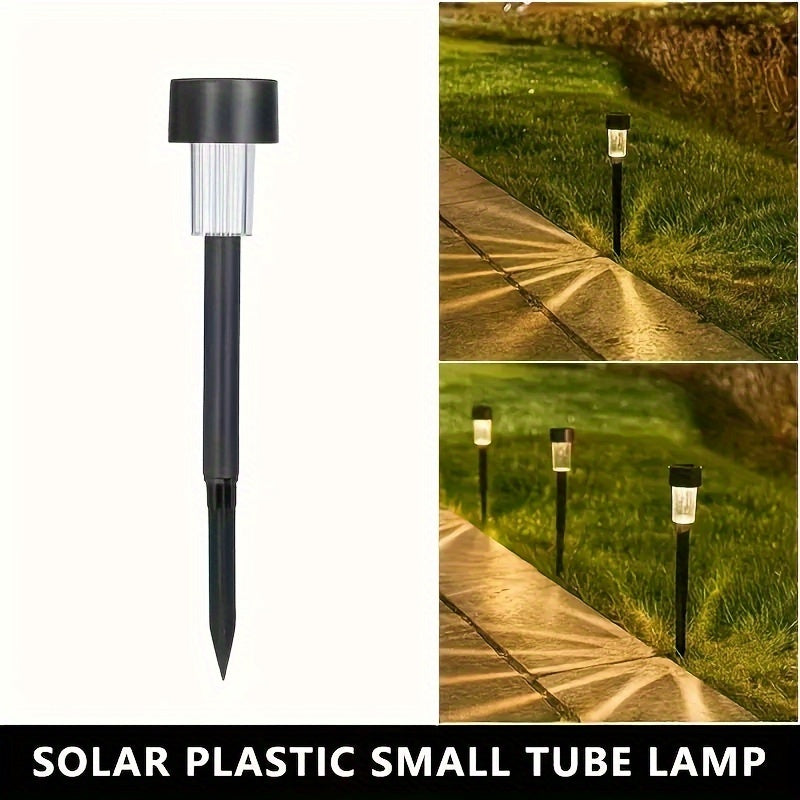 Solar Path Lights 10-Pack Solar-Powered Plastic Walkway Lighting with Detachable Semi-Flush Mount