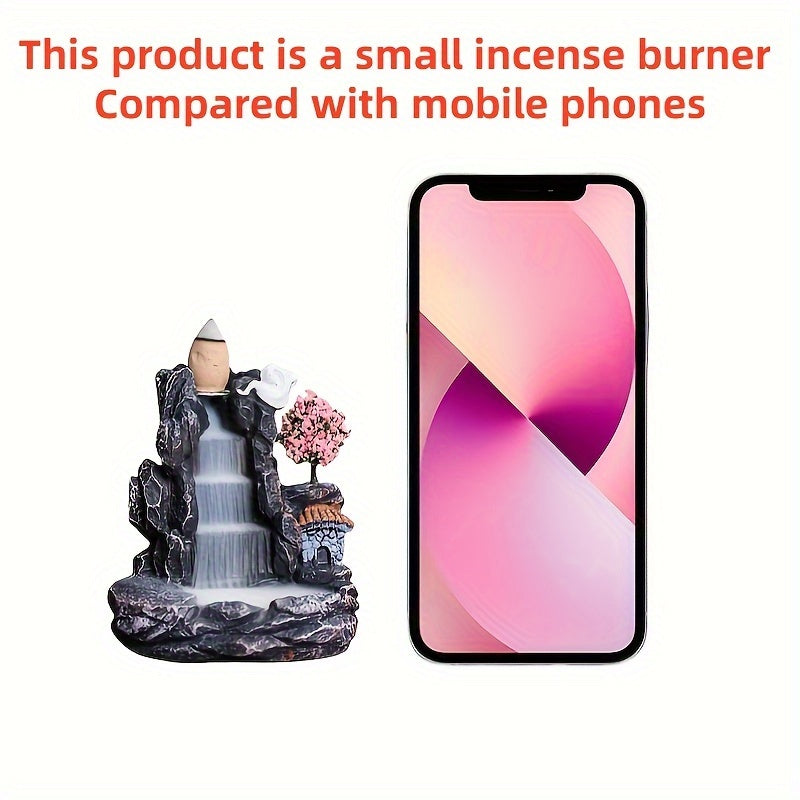 Flower Waterfall Backflow Incense Burner Handcrafted Resin Air Purifying Decor