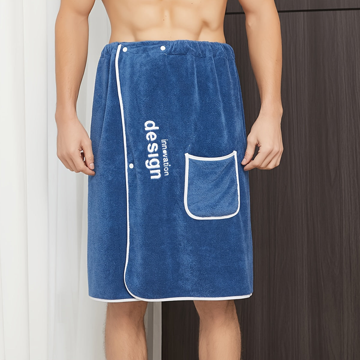 Мужской халат с вышивкой, мягкий и удобный для душа, сауны, спа.