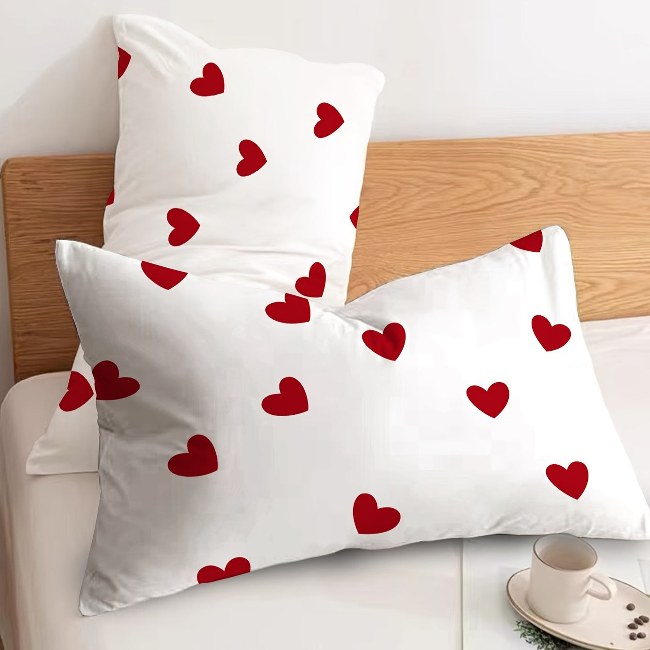Breathable Love Pattern Pillowcases Set of 2 for Bedroom Sofa Decorative Fabric