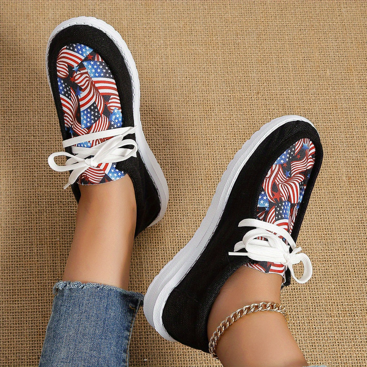 Women's Canvas Flat Sneakers Casual Low Top Loafers Lightweight Shoes