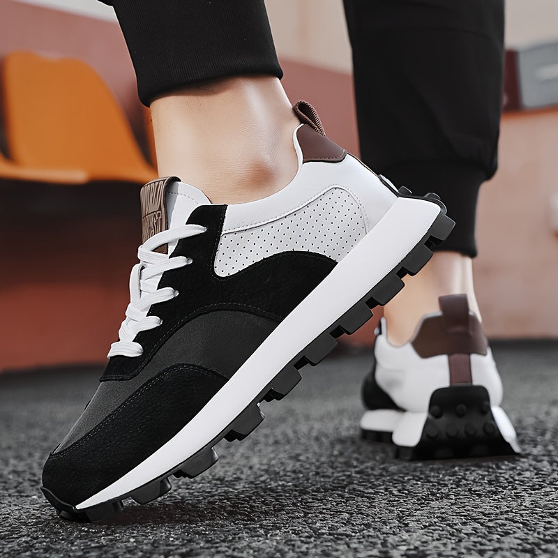 Erkaklar uchun Preppy Sport Krossovkalari - Bog'ichli, Havo o'tkazuvchi, Kundalik kiyim uchun sun'iy yuqori qismi, mato ichki qismi, kauchuk taglik bilan yugurish va kundalik foydalanish uchun.