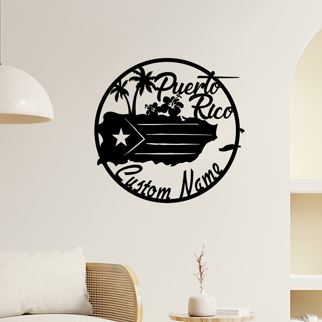 Personalized Puerto Rico Metal Wall Art Flag Decor Durable Sign for Home Room