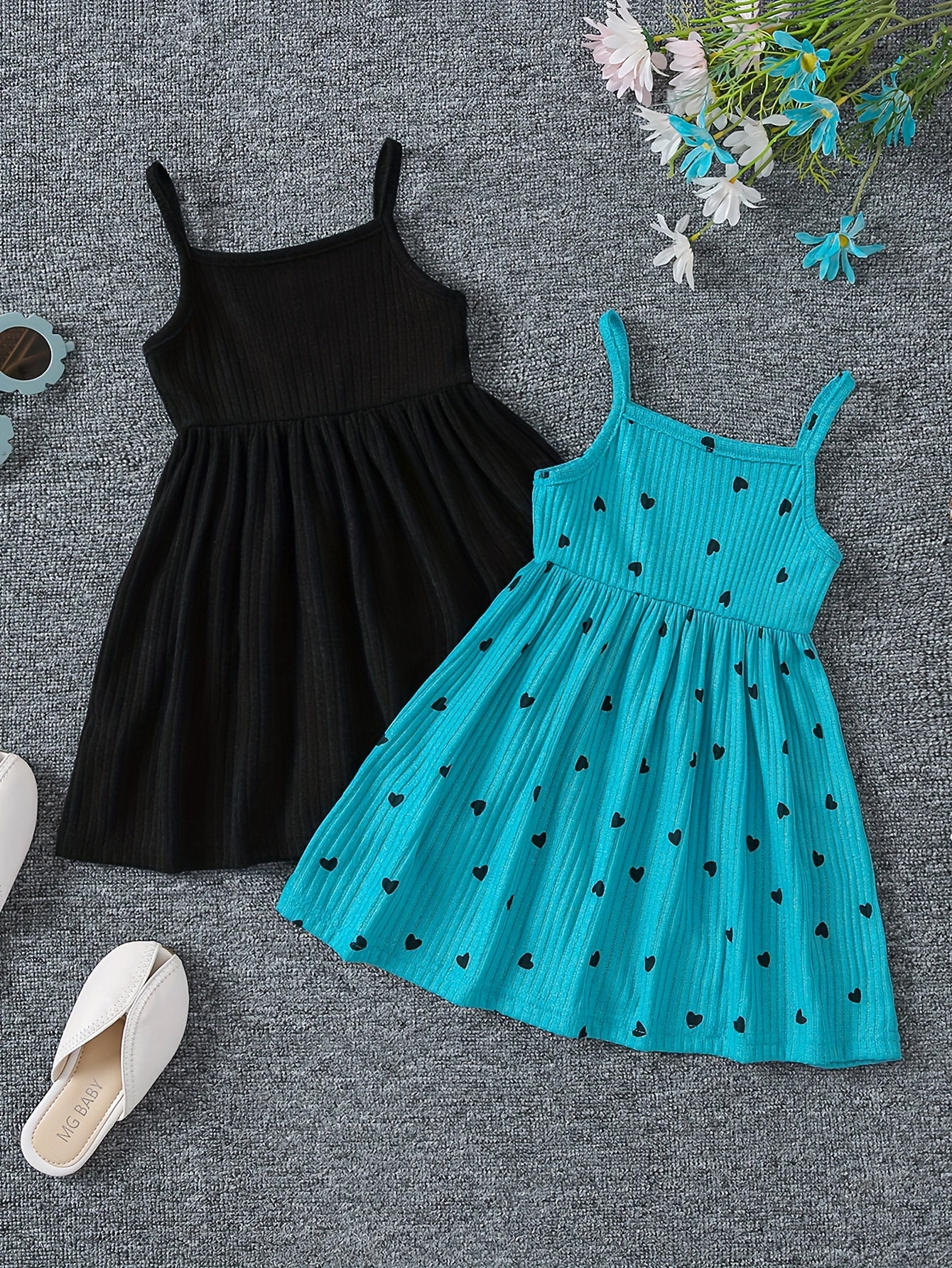 Girls Sleeveless Casual Dress Made of Stretchy Polyester Solid Color for Spring Fall