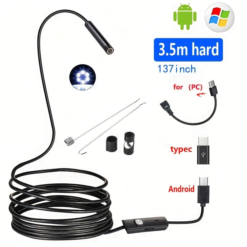 Industrial Endoscope Camera 5mm Diameter for Android Phones 1-10m Pipeline Inspection Automotive Repair Visual Inspection