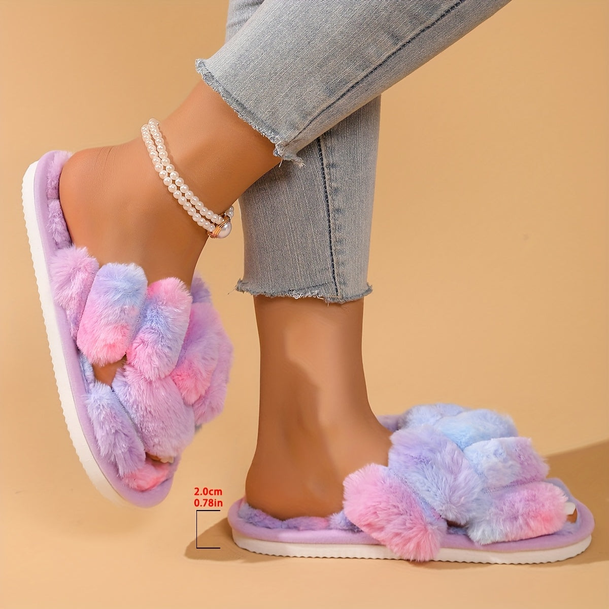 Ayollar uchun mo'ljallangan mo'rt va qulay Cross Slipper, ko'p rangli, yumshoq mato ichki poyabzal