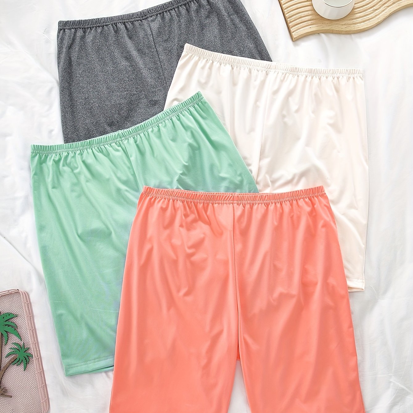 Pantalones cortos de dormir casuales para mujer de talla grande, color sólido, con cintura elástica, ropa de descanso