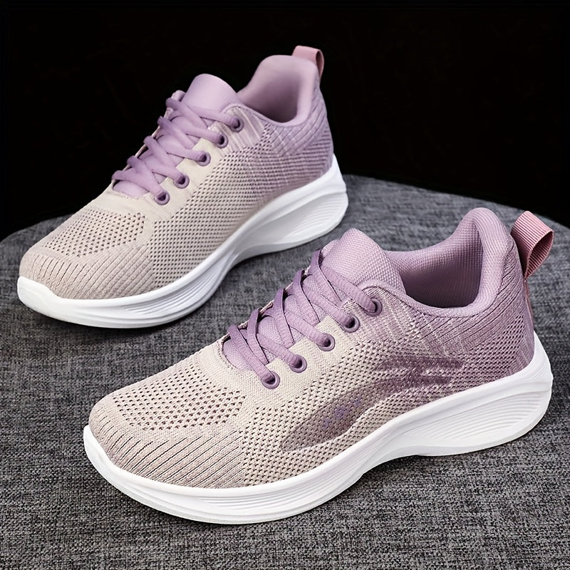Women’s Mesh Casual Sneakers Lightweght Low-Top Lace-Up Beige