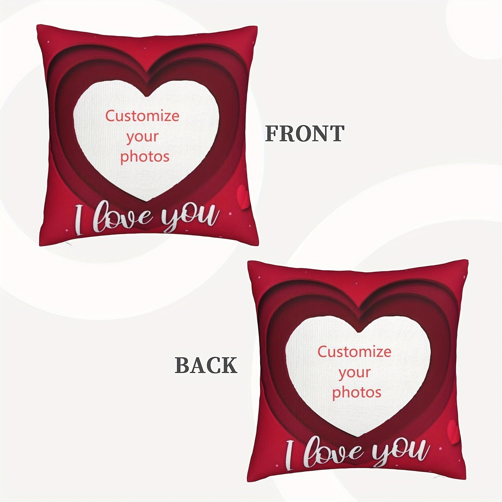 Customizable Double-Sided Love Photo Pillowcase Red and White Personalized Gift