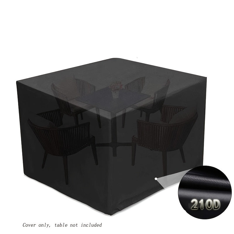 210D Oksford matodan tayyorlangan suv o'tkazmaydigan ochiq divan qoplamasi, tortish ipi va tugma yopqichlari bilan. Qora rang, barcha mavsumlar uchun bog' mebellarini himoya qiluvchi.