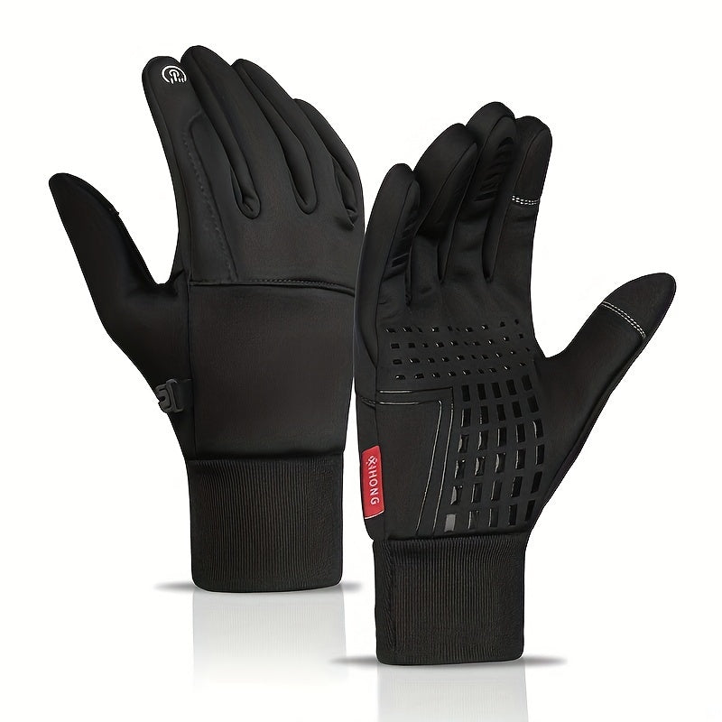 Men's Waterproof Windproof Winter Cycling Gloves Touch Screen Compatible Thickened Tips