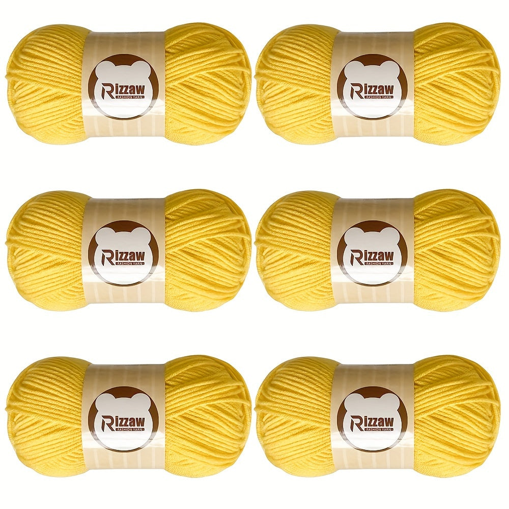 6 Pieces of 50g Soft Acrylic Yarn for Crocheting and Knitting, Assorted Colors