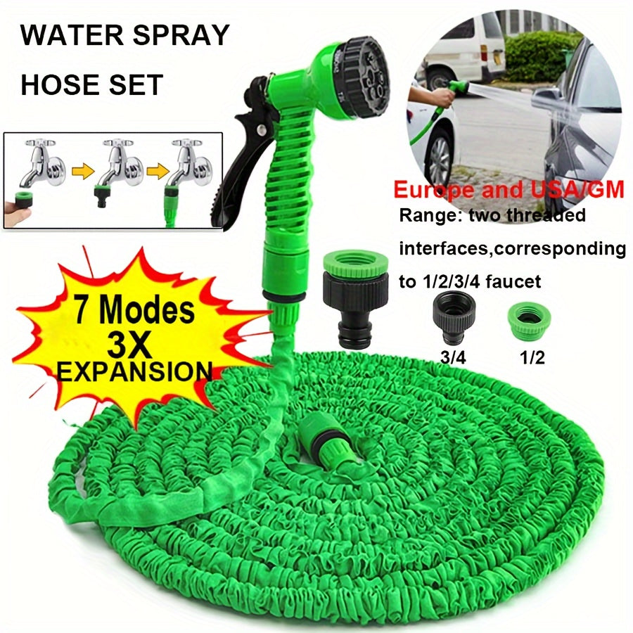 Expandable Garden Hose 7.62m-30.48m with High-Pressure Spray Gun 7 Modes