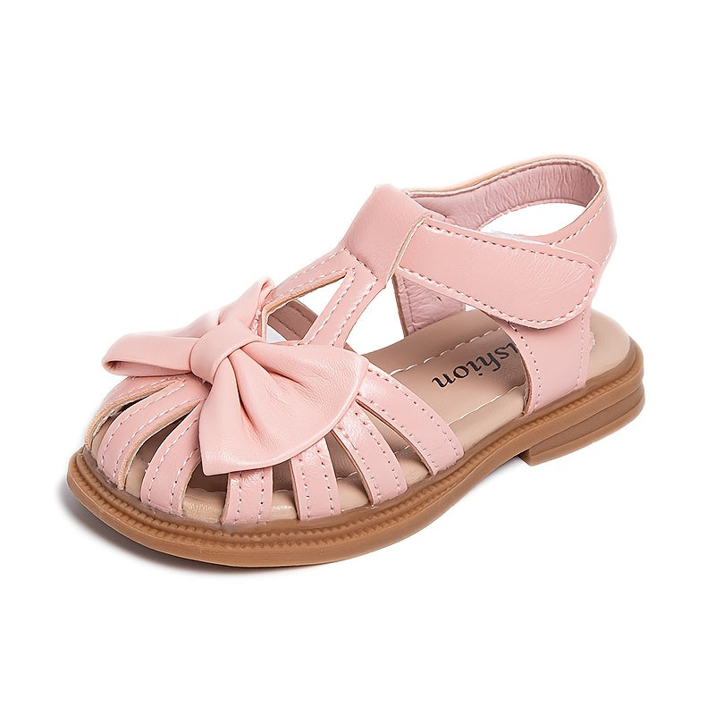 Girls' Solid Color Bow-Knot Sandals Breathable Lightweight Fabric TPR Sole for Beach Outdoor Spring Summer Ages 14 and Under