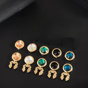 Water Crystal Cufflinks with Multi-Cut Face Gold Plating Copper Base for Formal Wear