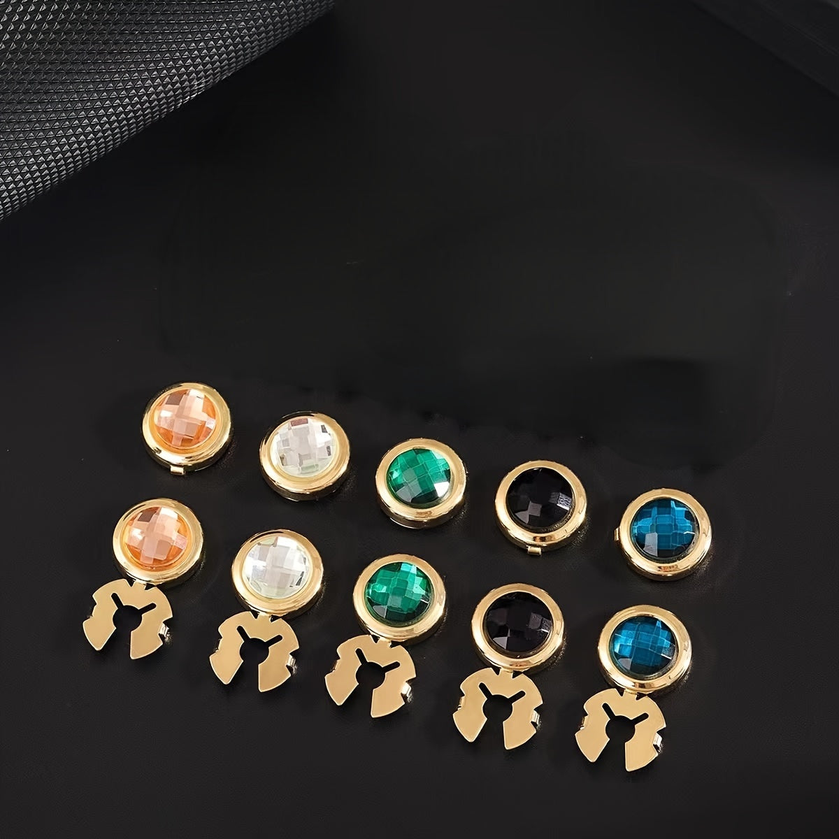 Water Crystal Cufflinks with Multi-Cut Face Gold Plating Copper Base for Formal Wear