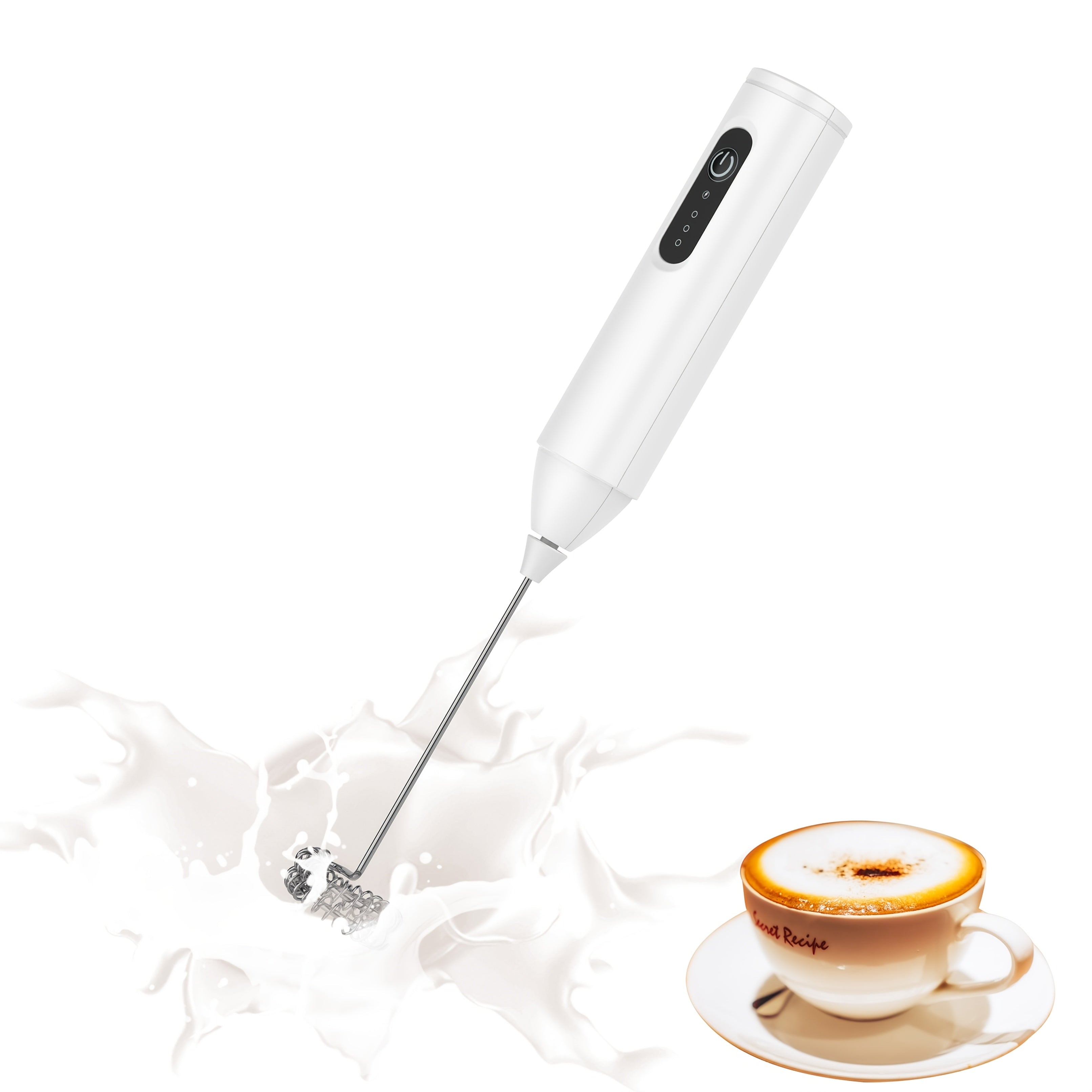 Handheld USB Rechargeable Milk Frother Stainless Steel Foam Maker for Coffee Latte
