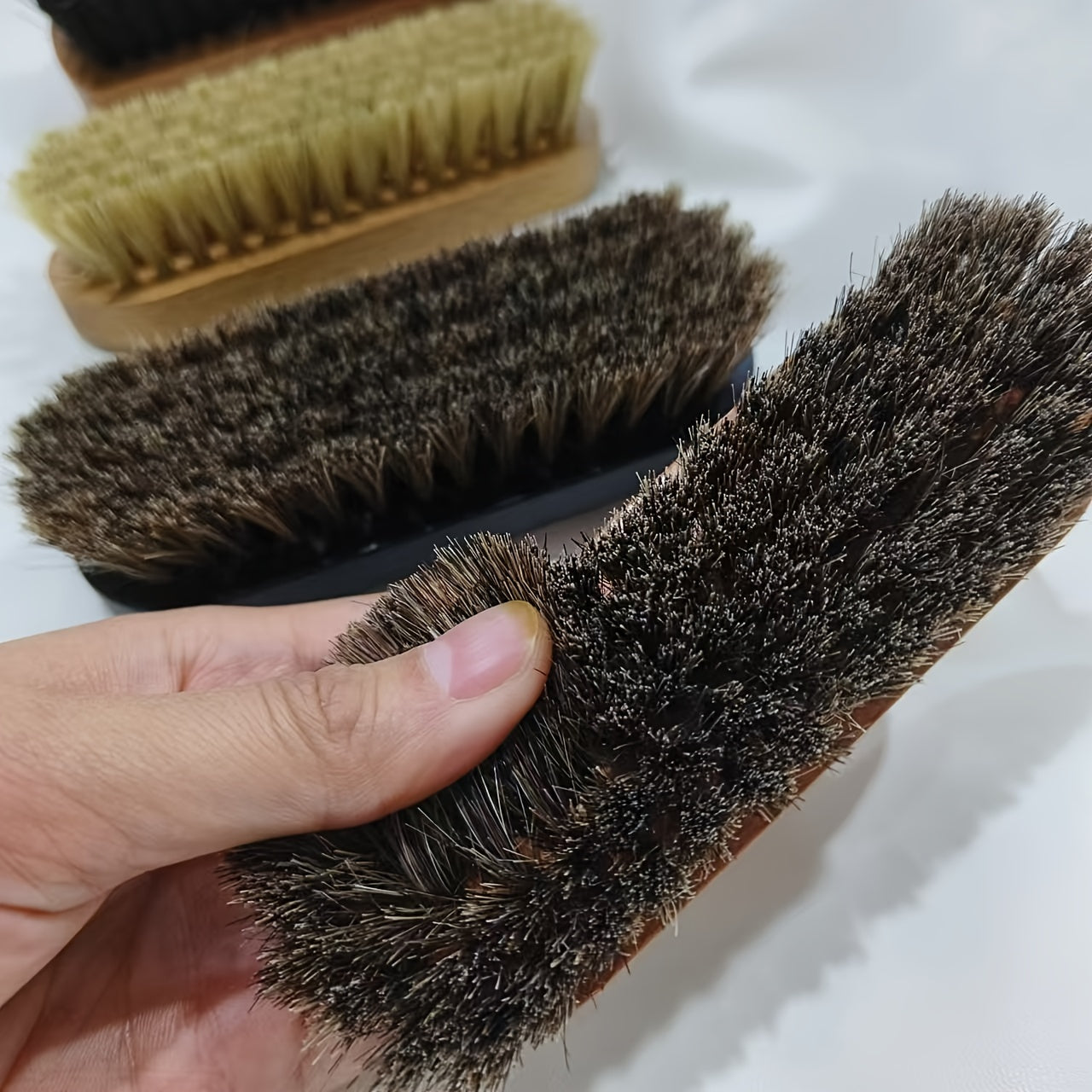 Horsehair Brush with Wooden Handle for Detailing Faux Leather Clothing Bedding