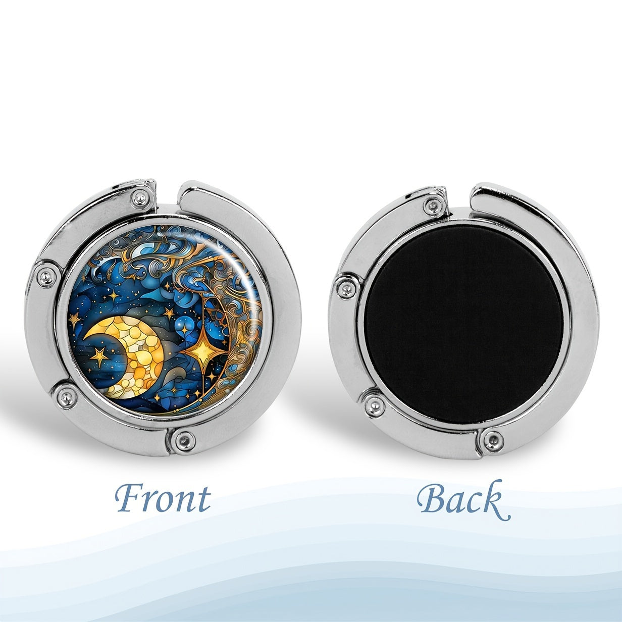 Moon and Stars Zinc Alloy Portable Bag Hook Foldable Handbag Hanger for Travel and Table Use