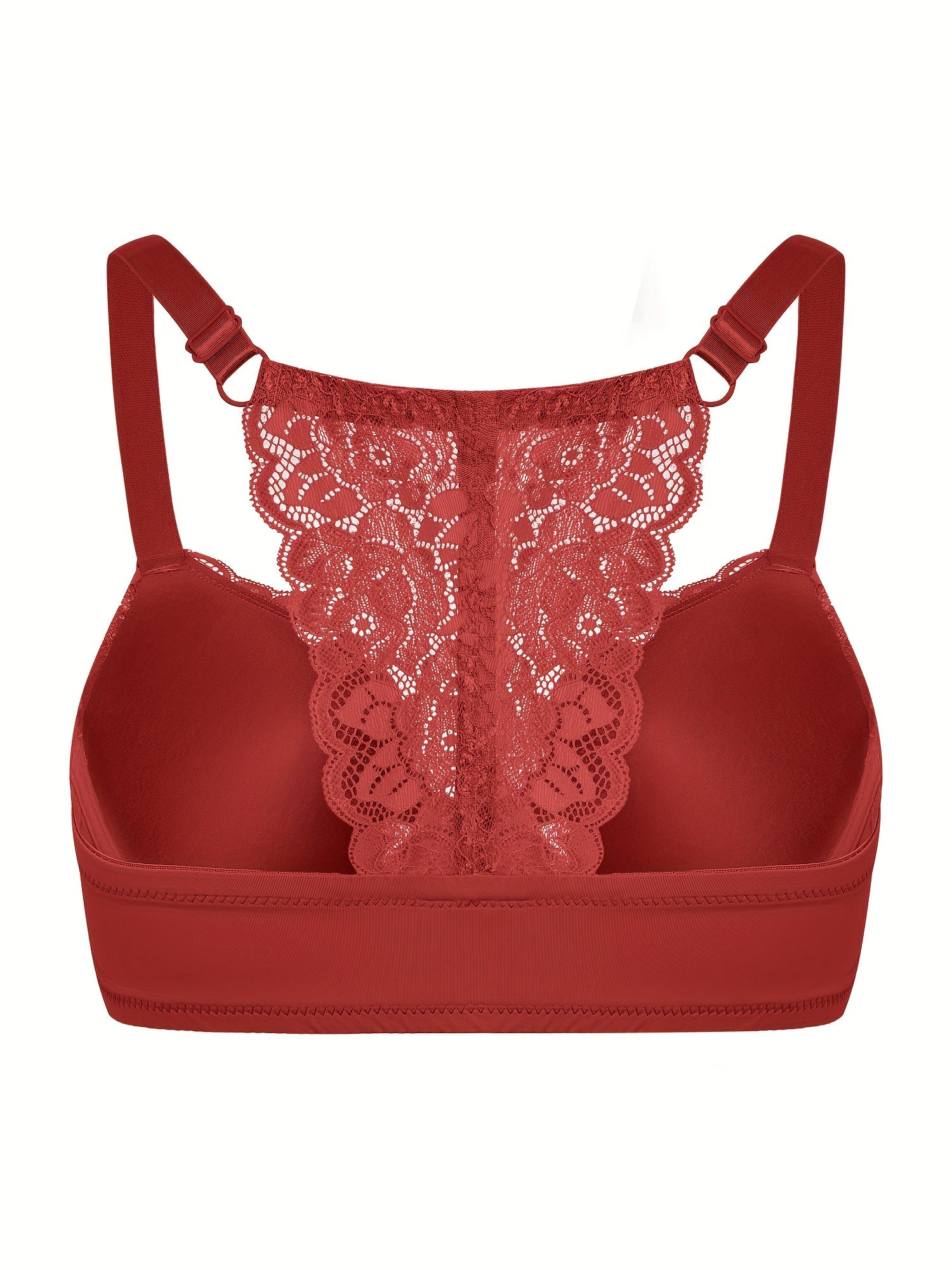 Plus Size Women's Front Closure Underwire Lace Racerback Bras Set of 3 Lightly Lined Floral Knit