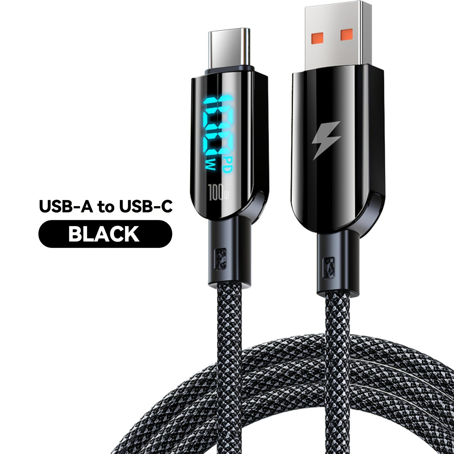 100W USB-A to Type C Fast Charging Data Cable for Smartphones and Devices